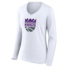 Sacramento Kings Women's Logo Long Sleeve V-Neck T-Shirt - White online