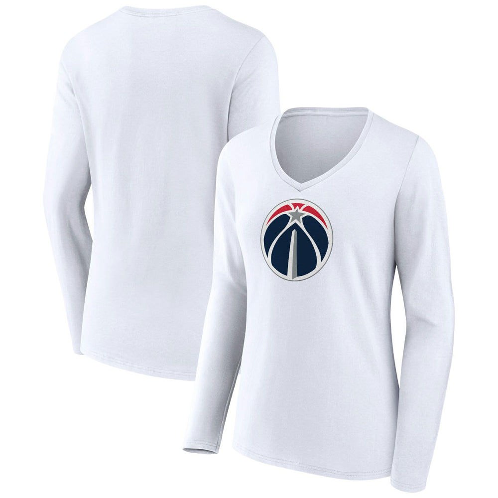 Washington Wizards Women's Logo Long Sleeve V-Neck T-Shirt - White cheap