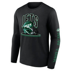New York Jets Helmet Platform Long Sleeve T-Shirt - Black cheap