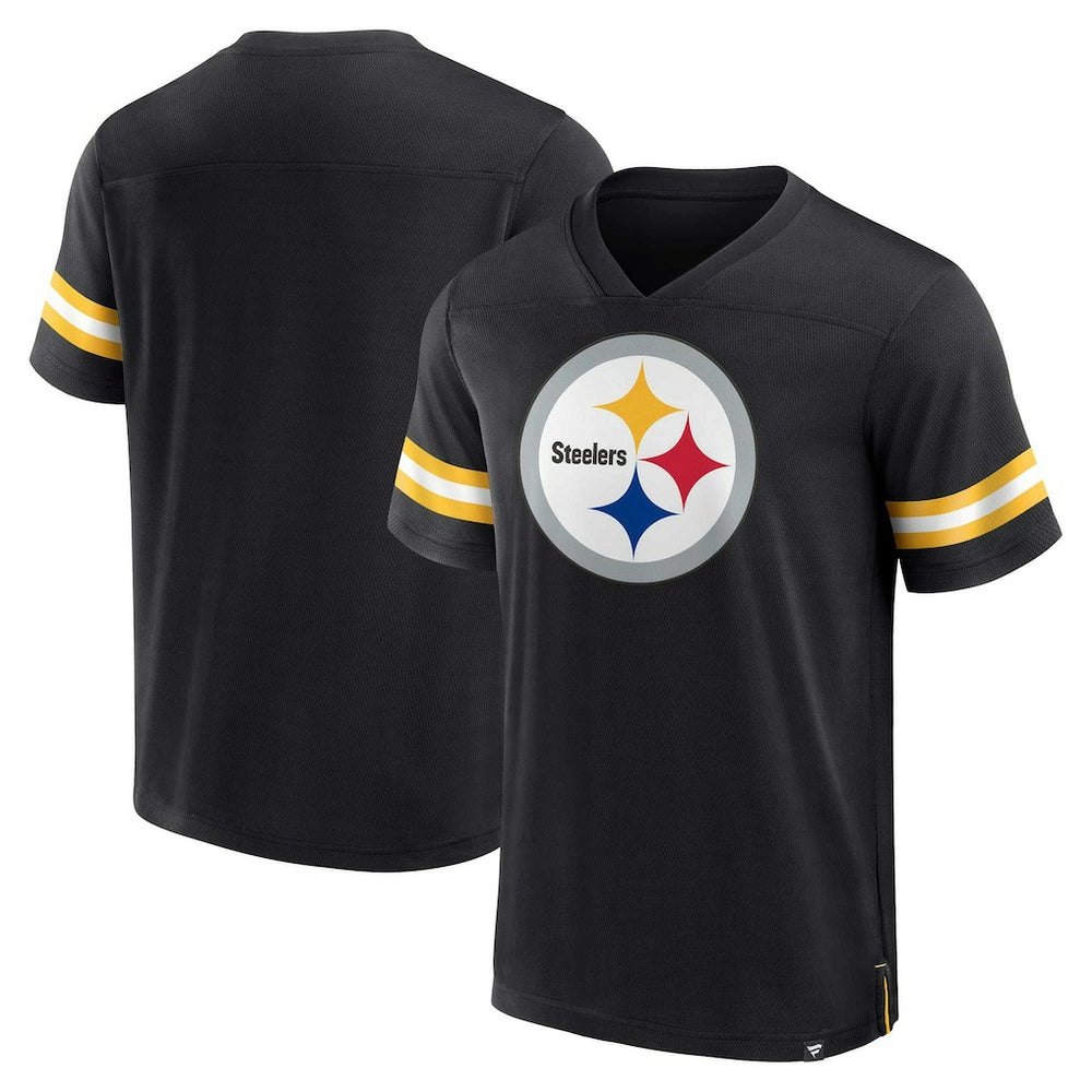 Pittsburgh Steelers Jersey Tackle V-Neck T-Shirt - Black discount