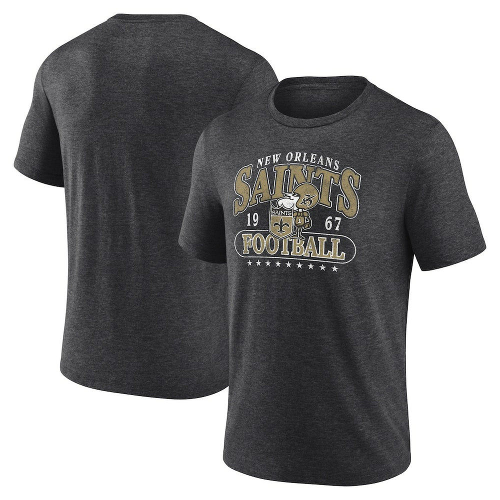New Orleans Saints Retro Tri-Blend T-Shirt - Heather Charcoal on sale