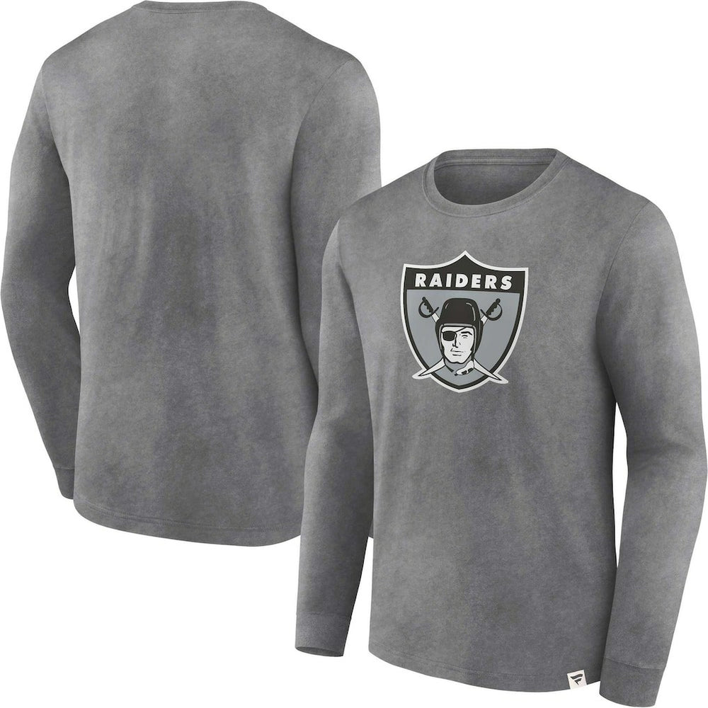 Las Vegas Raiders Washed Primary Long Sleeve T-Shirt - Heather Charcoal on sale