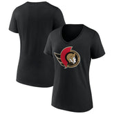 Ottawa Senators Women's Team Logo V-Neck T-Shirt Black