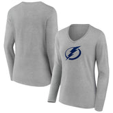 Tampa Bay Lightning Women's Team Logo Long Sleeve V-Neck T-Shirt Gray