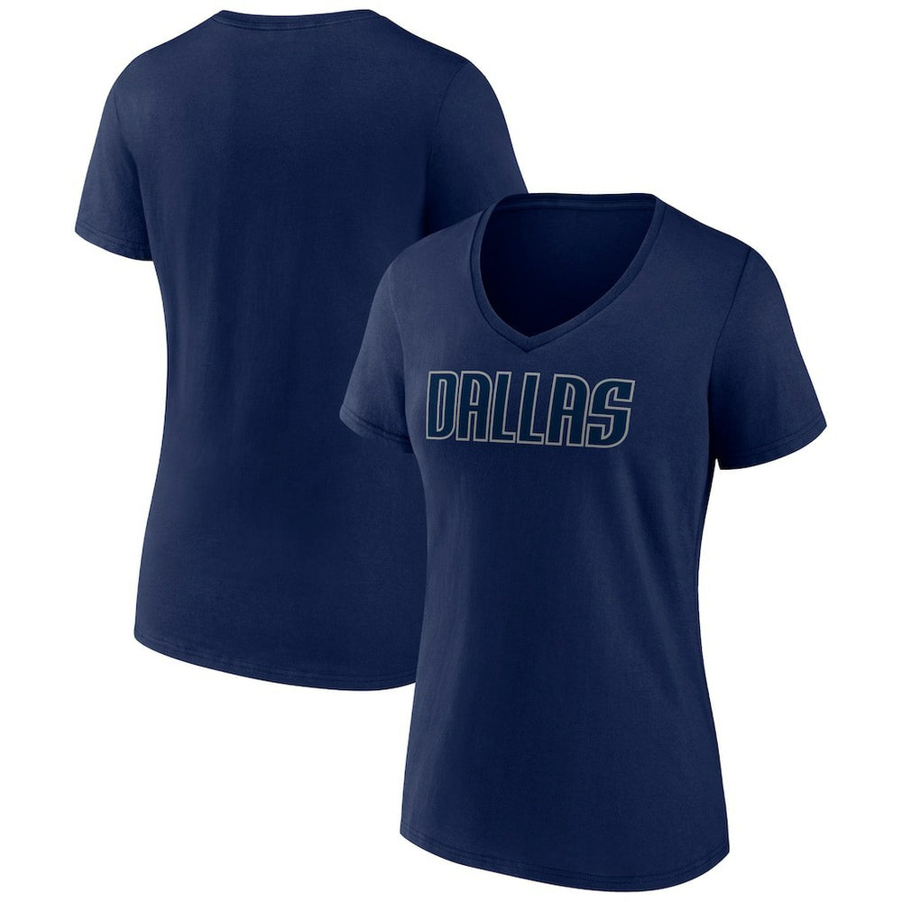 Dallas Mavericks Women's Wordmark V-Neck T-Shirt sale - Navy on sale