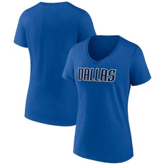 Dallas Mavericks Women's Wordmark V-Neck T-Shirt sale - Royal shop