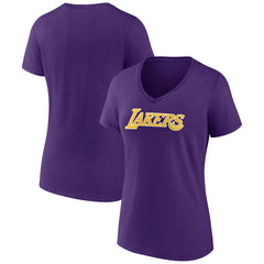 Los Angeles Lakers Women's Wordmark V-Neck T-Shirt - Purple outlet