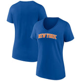 New York Knicks Women's Wordmark V-Neck T-Shirt - Royal for sale