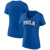 Philadelphia 76ers Women's Wordmark V-Neck T-Shirt - Royal for sale