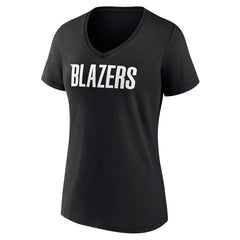Portland Trail Blazers Women's Wordmark V-Neck T-Shirt - Black on sale