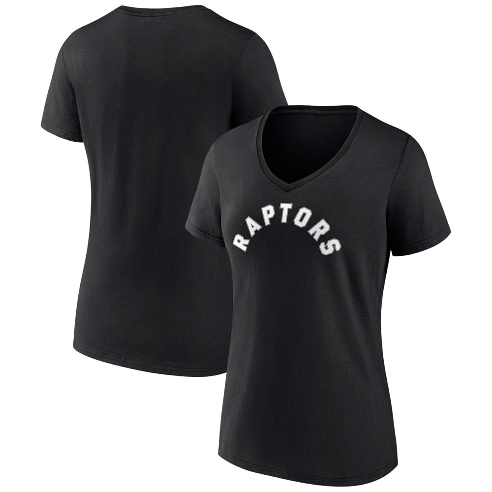 Toronto Raptors Women's Wordmark V-Neck T-Shirt - Black on sale