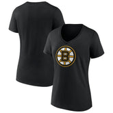 Boston Bruins Women's Team Logo V-Neck T-Shirt Black