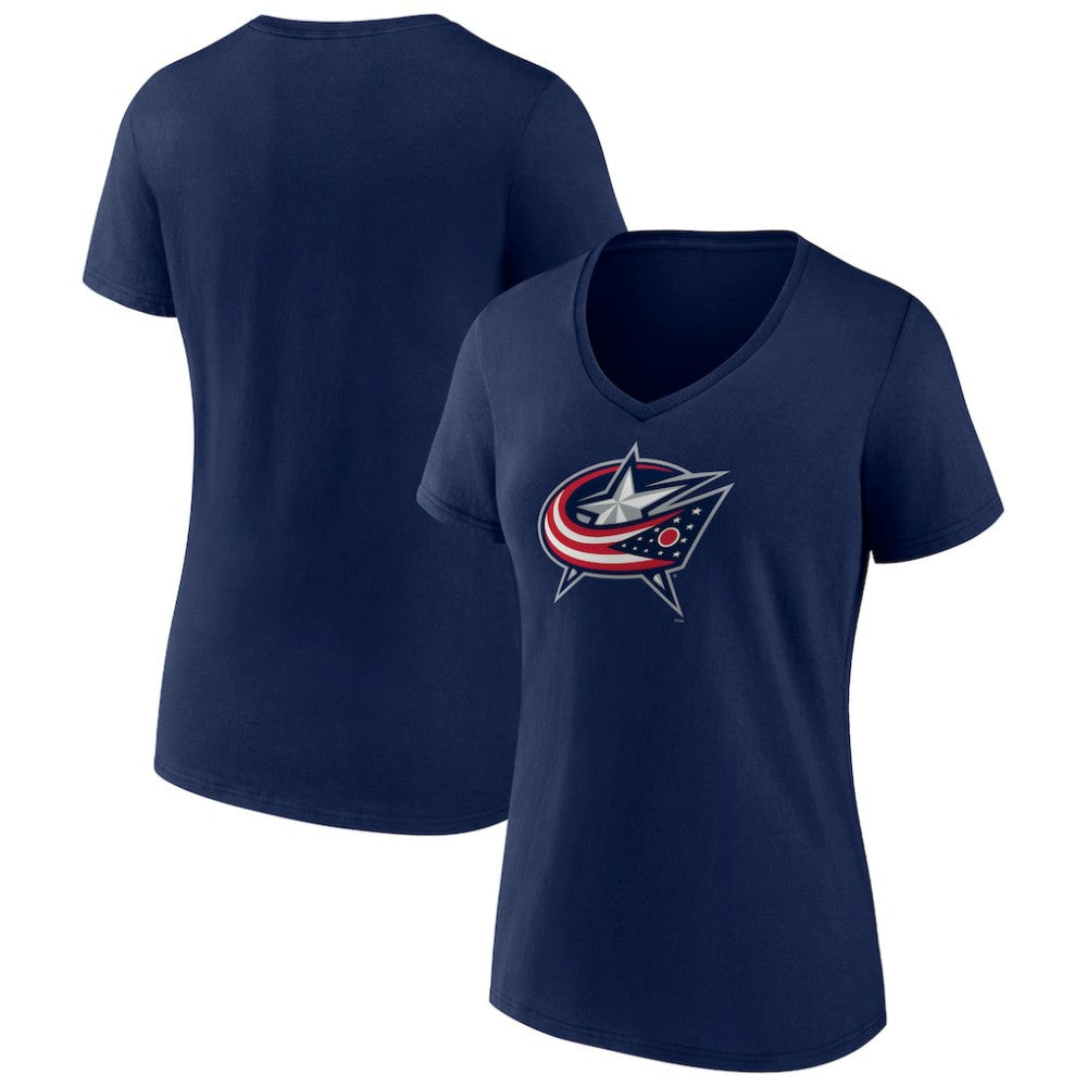 Columbus Blue Jackets Women's Team Logo V-Neck T-Shirt Navy