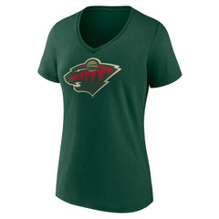 Minnesota Wild Women's Team Logo V-Neck T-Shirt Green