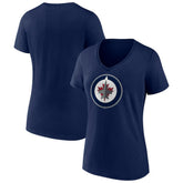 Winnipeg Jets Women's Team Logo V-Neck T-Shirt Navy