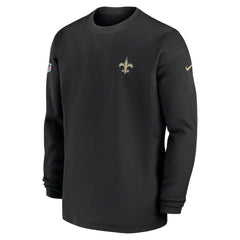 New Orleans Saints 2023 Sideline Throwback Heavy Brushed Waffle Long Sleeve Top - Black | Nike for sale