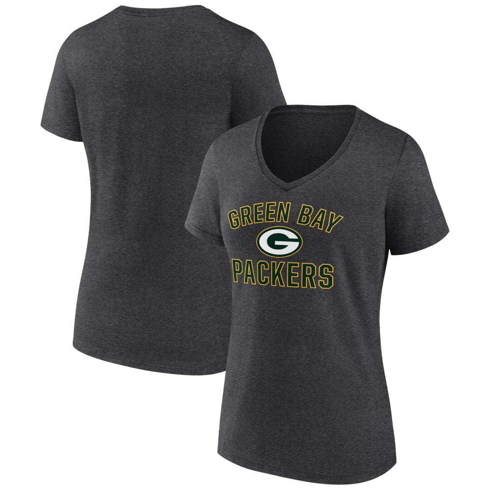 Green Bay Packers Women's Victory Arch Team V-Neck T-Shirt - Charcoal sale