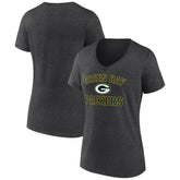 Green Bay Packers Women's Victory Arch Team V-Neck T-Shirt - Charcoal sale