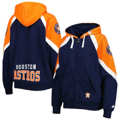 Houston Astros Starter Women's Hail Mary Full-Zip Hoodie - Navy/Orange
