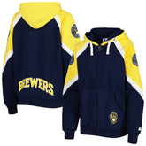 Milwaukee Brewers Starter Women's Hail Mary Full-Zip Hoodie - Navy/Gold
