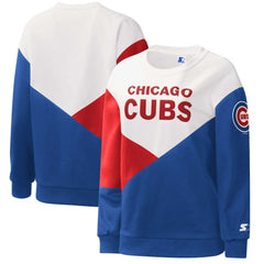 Chicago Cubs Starter Women's Shutout Pullover Sweatshirt - White/Royal