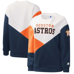 Houston Astros Starter Women's Shutout Pullover Sweatshirt - White/Navy
