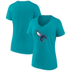Charlotte Hornets Women's Alternate Logo V-Neck T-Shirt - Aqua sale