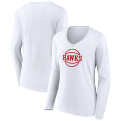Atlanta Hawks Women's Alternate Logo V-Neck Long Sleeve T-Shirt - White on sale