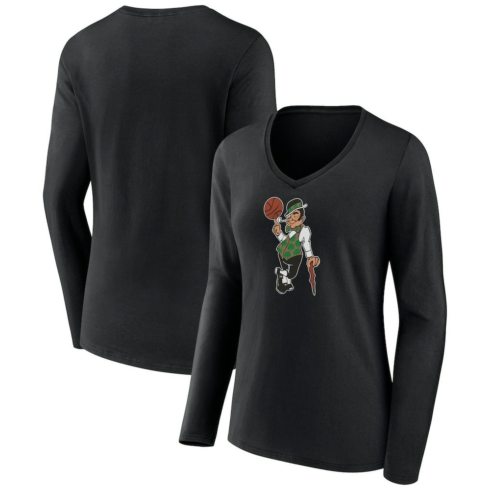 Boston Celtics Women's Alternate Logo V-Neck Long Sleeve T-Shirt - Black shop