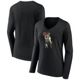 Boston Celtics Women's Alternate Logo V-Neck Long Sleeve T-Shirt - Black shop