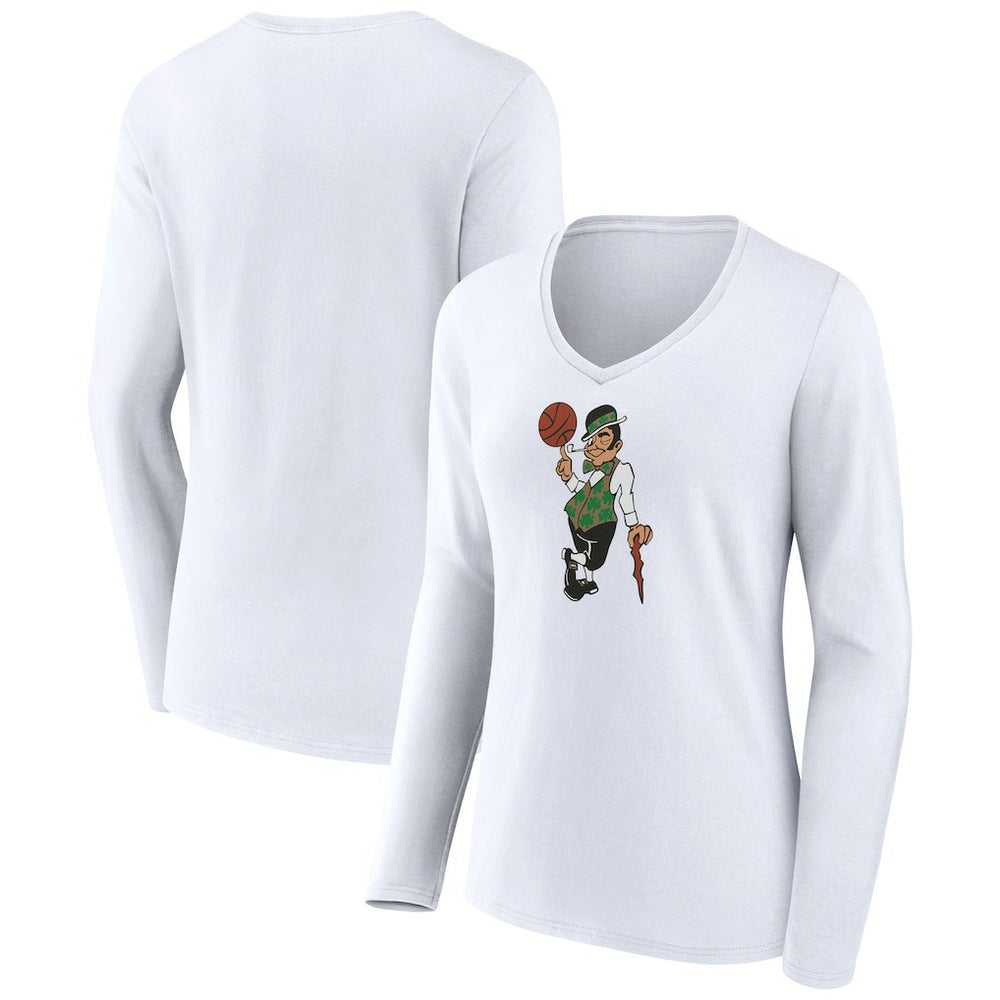 Boston Celtics Women's Alternate Logo V-Neck Long Sleeve T-Shirt - White discount