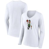 Boston Celtics Women's Alternate Logo V-Neck Long Sleeve T-Shirt - White discount