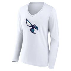 Charlotte Hornets Women's Alternate Logo V-Neck Long Sleeve T-Shirt - White online