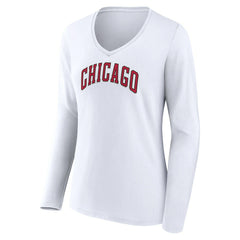 Chicago Bulls Women's Alternate Logo V-Neck Long Sleeve T-Shirt sale - White sale
