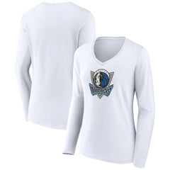 Dallas Mavericks Women's Alternate Logo V-Neck Long Sleeve T-Shirt sale - White cheap