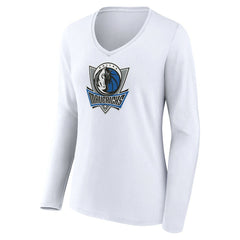 Dallas Mavericks Women's Alternate Logo V-Neck Long Sleeve T-Shirt sale - White cheap