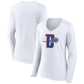 Detroit Pistons Women's Alternate Logo V-Neck Long Sleeve T-Shirt sale - White for sale