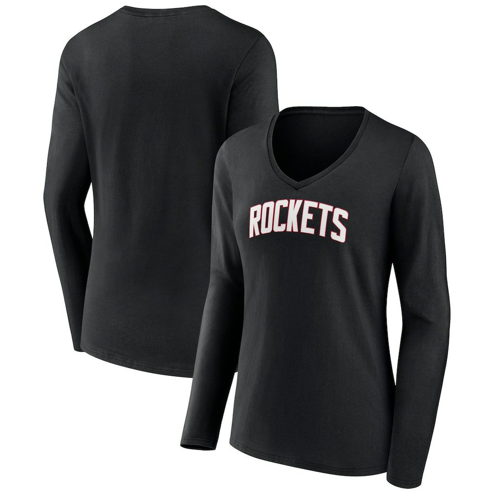 Houston Rockets Women's Alternate Logo V-Neck Long Sleeve T-Shirt - Black on sale
