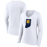 Indiana Pacers Women's Alternate Logo V-Neck Long Sleeve T-Shirt - White for sale