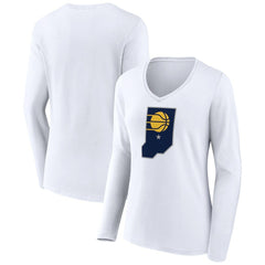 Indiana Pacers Women's Alternate Logo V-Neck Long Sleeve T-Shirt - White for sale