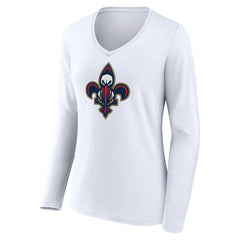 New Orleans Pelicans Women's Alternate Logo V-Neck Long Sleeve T-Shirt - White discount
