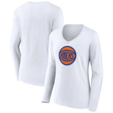 New York Knicks Women's Alternate Logo V-Neck Long Sleeve T-Shirt - White discount