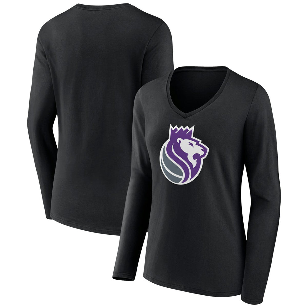 Sacramento Kings Women's Alternate Logo V-Neck Long Sleeve T-Shirt - Black cheap