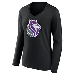Sacramento Kings Women's Alternate Logo V-Neck Long Sleeve T-Shirt - Black cheap