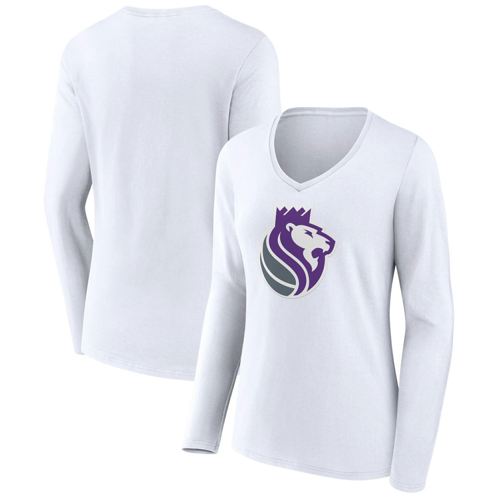 Sacramento Kings Women's Alternate Logo V-Neck Long Sleeve T-Shirt - White outlet