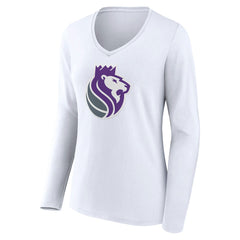 Sacramento Kings Women's Alternate Logo V-Neck Long Sleeve T-Shirt - White outlet