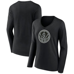 San Antonio Spurs Women's Alternate Logo V-Neck Long Sleeve T-Shirt - Black discount