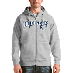 Los Angeles Dodgers Antigua Team Logo Victory Full-Zip Hoodie - Heather Gray