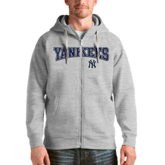 New York Yankees Antigua Team Logo Victory Full-Zip Hoodie - Heather Gray