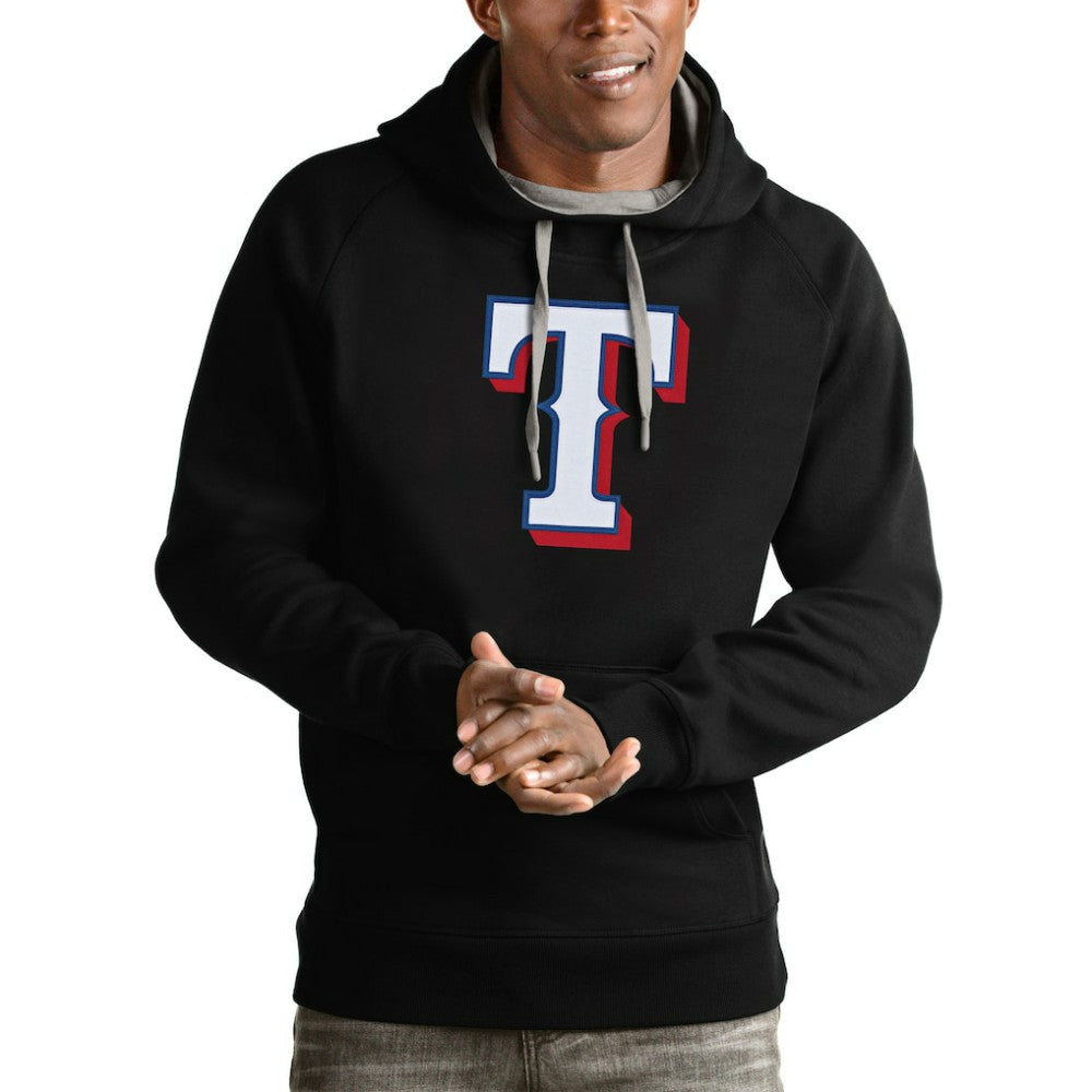 Texas Rangers Antigua Victory Pullover Team Logo Hoodie - Black